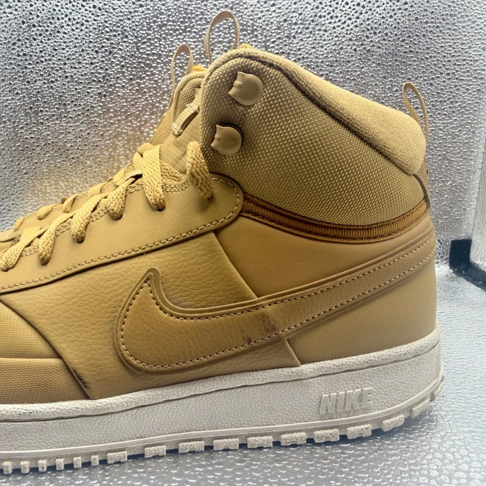 Size 9.5 Nike Court Vision Mid Winter Mens Wheat Gold Good DR7882-700 Sneakers